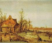 Esaias Van de Velde A Winter Landscape oil